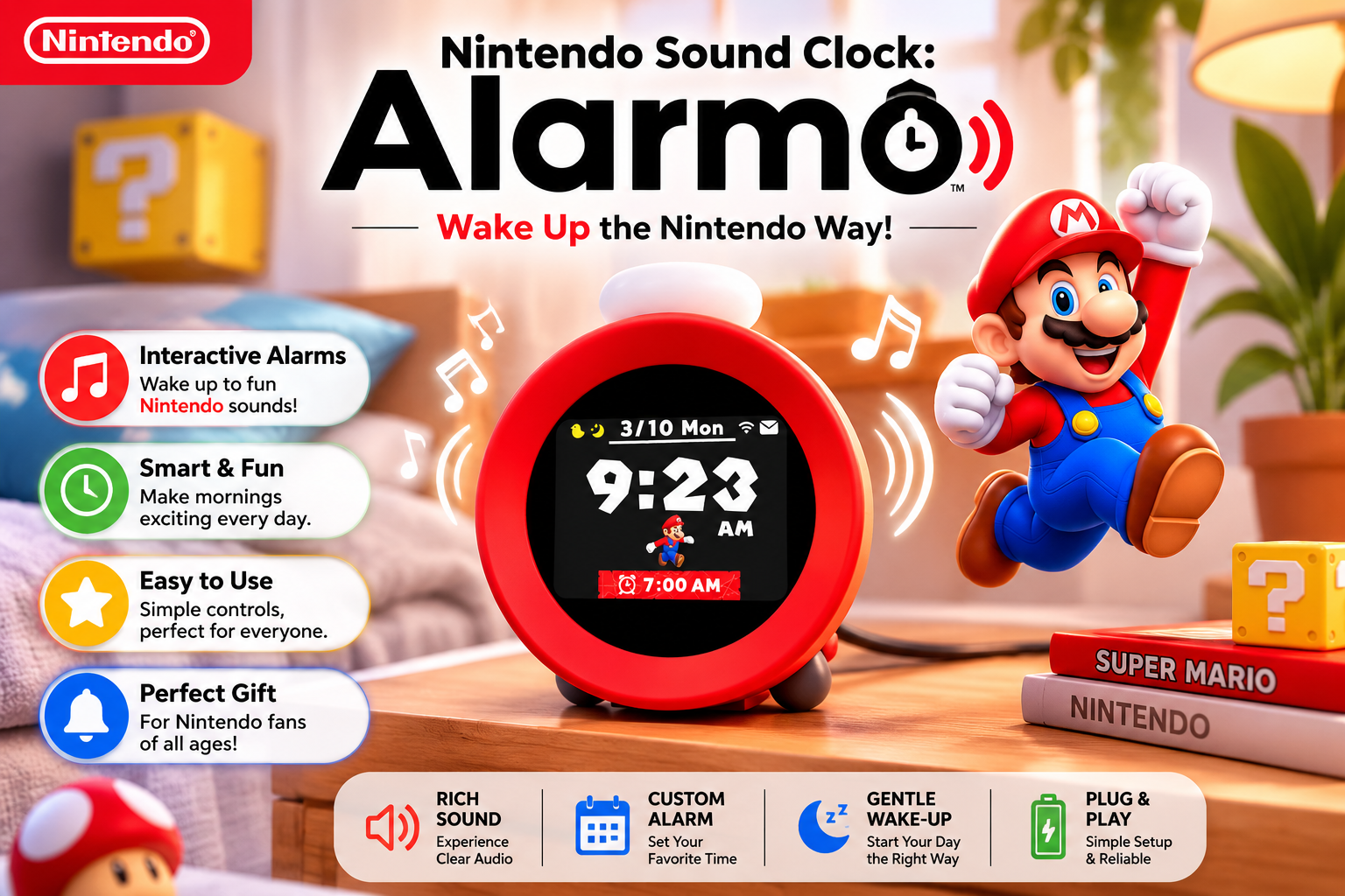 Nintendo Sound Clock: Alarmo – Interactive Gaming Alarm Clock