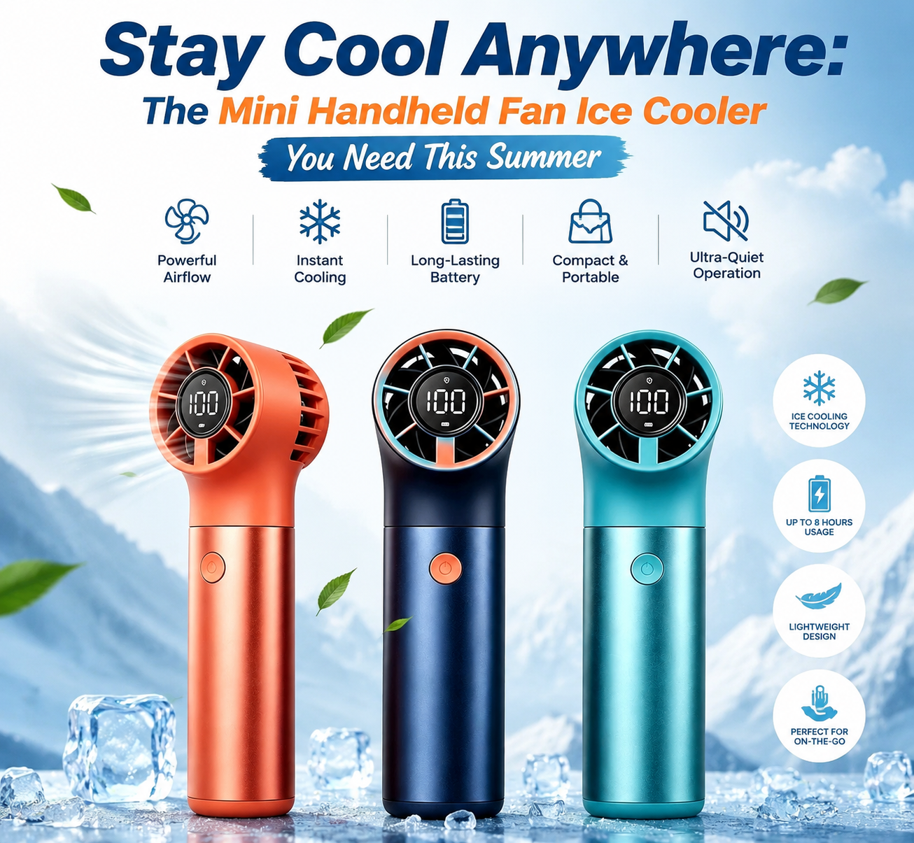 Stay Cool Anywhere with the Mini Handheld Fan Ice Cooler | Portable 7-Speed Cooling Fan