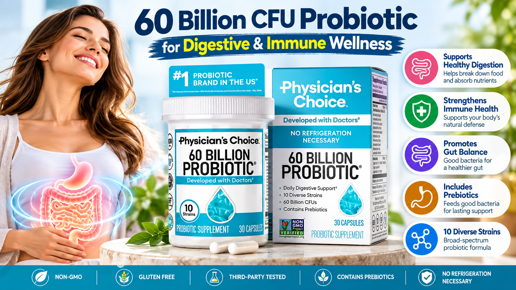 60 Billion CFU Probiotic: A Simple Daily Step for Digestive &amp; Immune Wellness