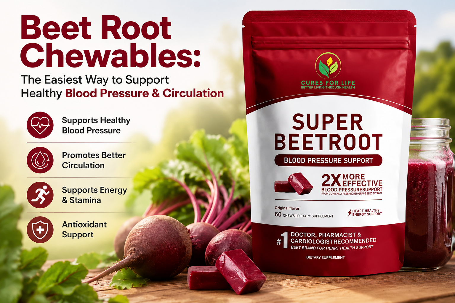 Beet Root Chewables for Blood Pressure & Circulation Support