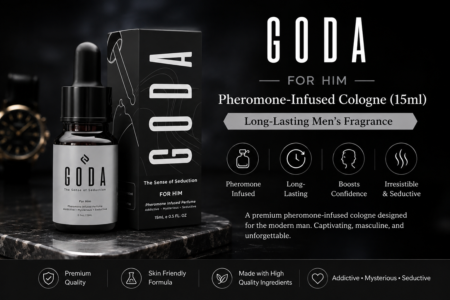 GODA For Him Pheromone-Infused Cologne (15ml) — Long-Lasting Men's Fragrance