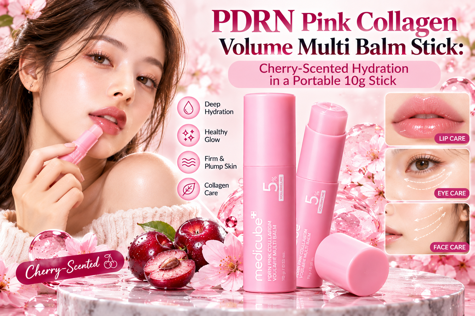 Medicube PDRN Pink Collagen Multi Balm Stick: Hydration &amp; Plumping in a Portable 10g Stick