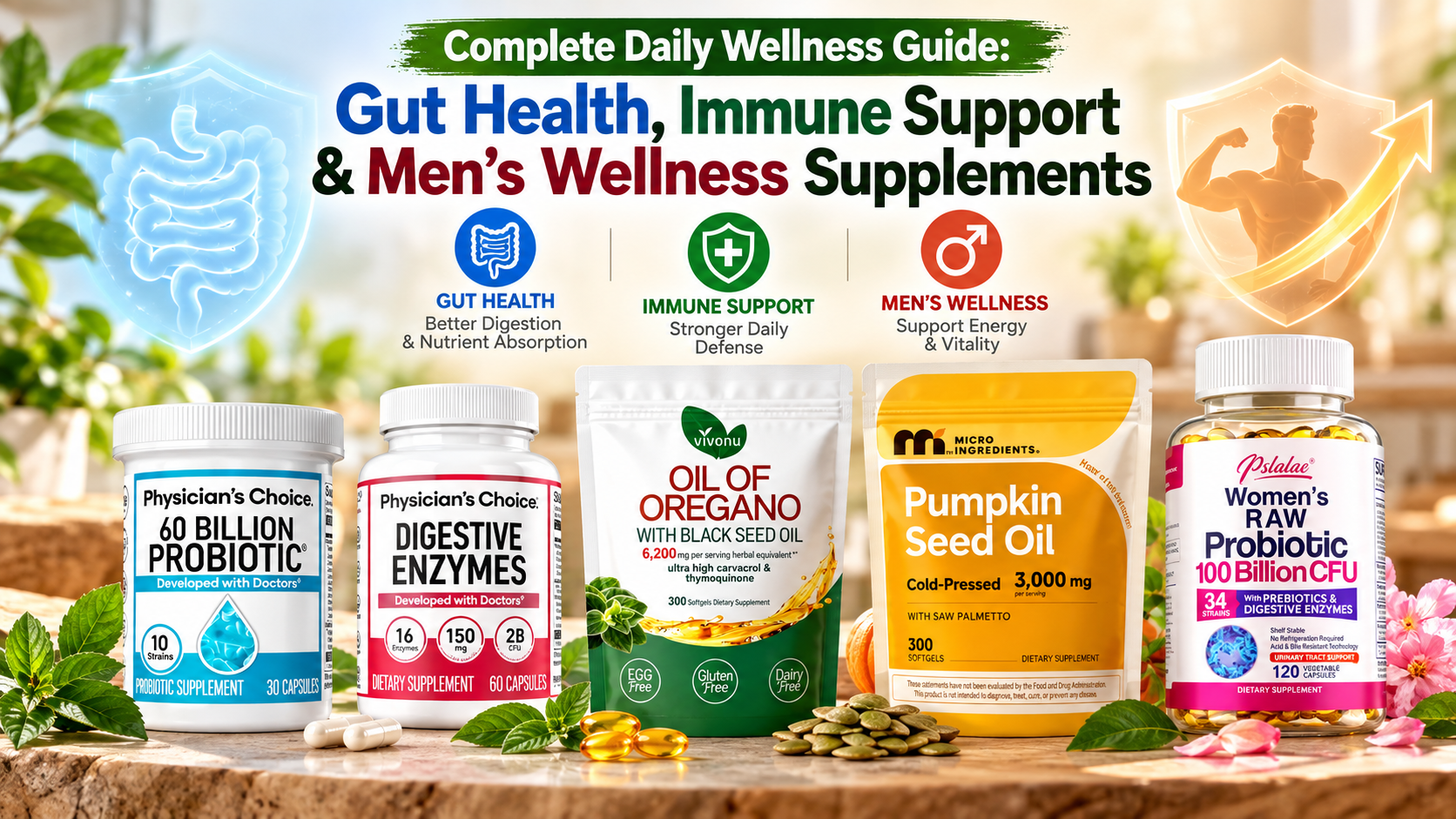 Complete Daily Wellness Guide: Gut Health, Immune Support & Men’s Wellness Supplements