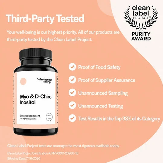 Wholesome Story Myo &amp; D-Chiro Inositol: Hormone Balance &amp; Stress Support, 120 Capsules