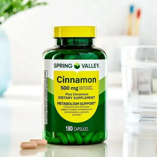 Cinnamon + Chromium 500 mg: Daily Metabolism Support, 180 Capsules