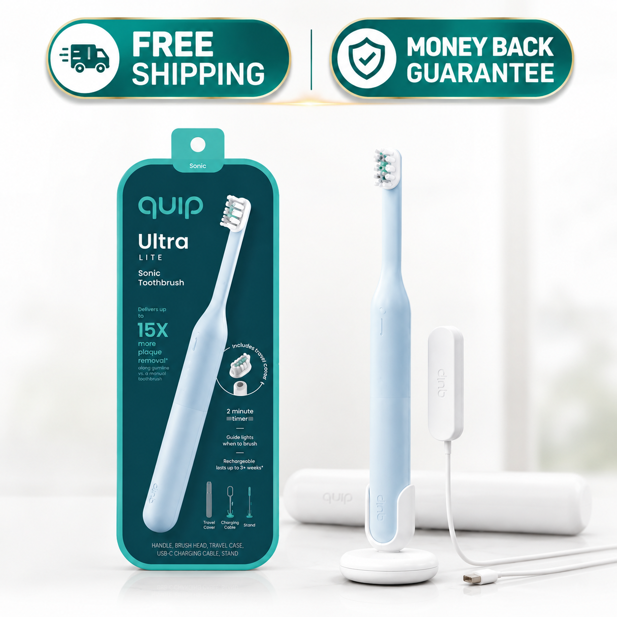 quip Ultra Lite Sonic Rechargeable Toothbrush - Air