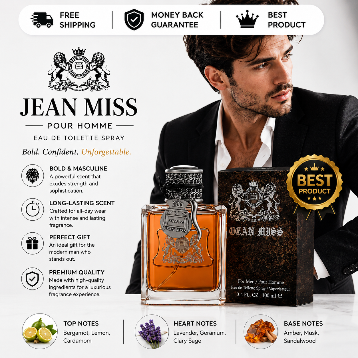 Pheromone Cologne Eau de Toilette for Men Attract Women Feromone Perfume 100ml
