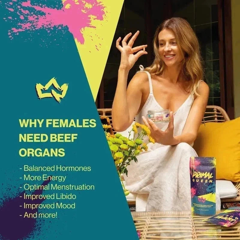 Beef Organ Supplement for Women | Primal Queen 60 Capsules 1 Month Supply - 24hrsmart