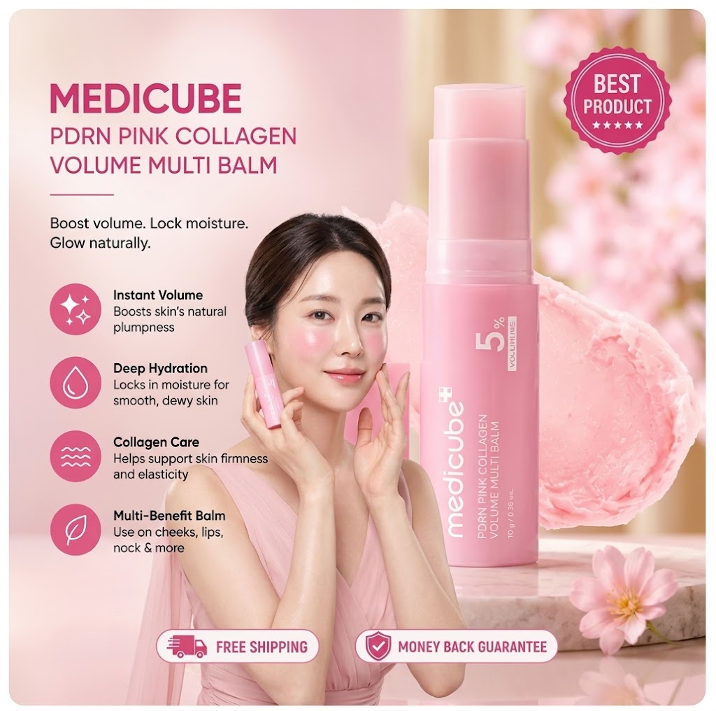 Medicube PDRN Pink Collagen Multi Balm Stick 10g Hydrating Moisturizing Balm - 24hrsmart
