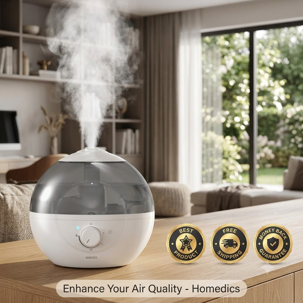 HoMedics Top-Fill Easy to Clean Ultrasonic Cool Mist Humidifier with Night - 24hrsmart