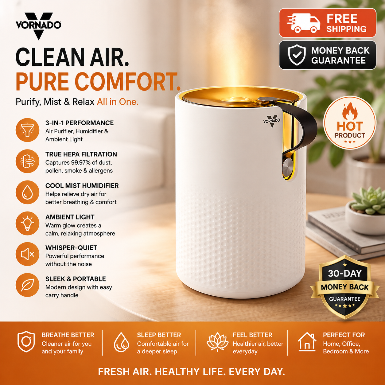 Vornado VOTIV 4 Ultrasonic Humidifier Alabaster