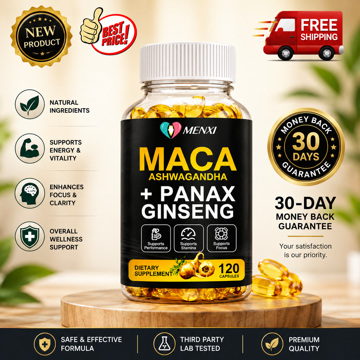 10000 Mg High Potency Organic Pills For Men & Women Enhance Libido ( 120 Capsules ) - 24hrsmart