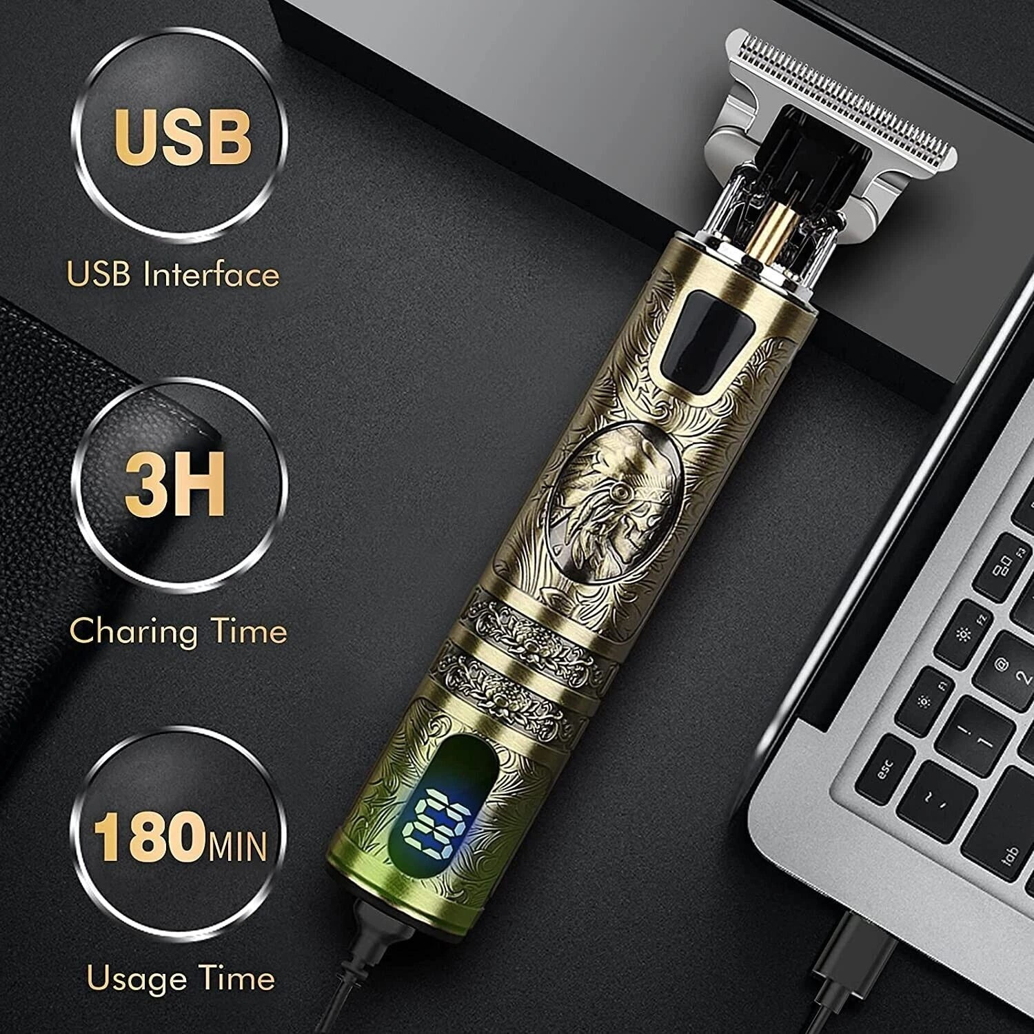 Professional electric hair clipper beard trimmer cutting cordless barber razor - 24hrsmart