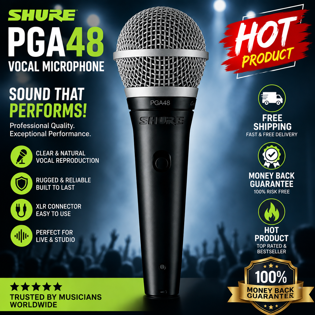 Shure PGA48XLR Vocal Microphone with XLR Cable