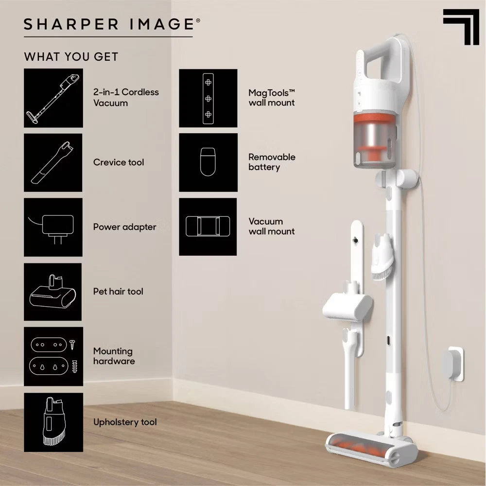 Sharper Image Stick & Handheld Combo Vacuum with 350W Motor Cordless White - 24hrsmart