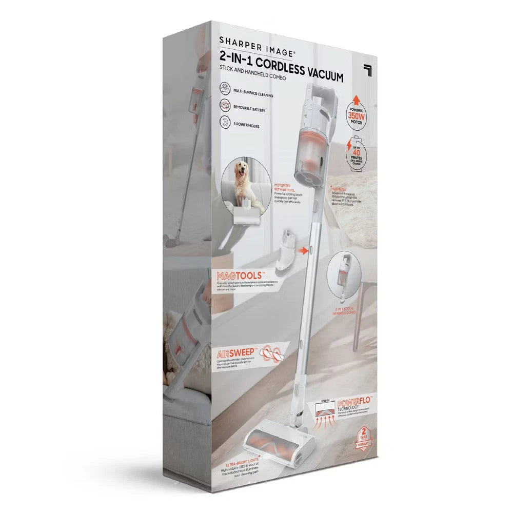 Sharper Image Stick & Handheld Combo Vacuum with 350W Motor Cordless White - 24hrsmart