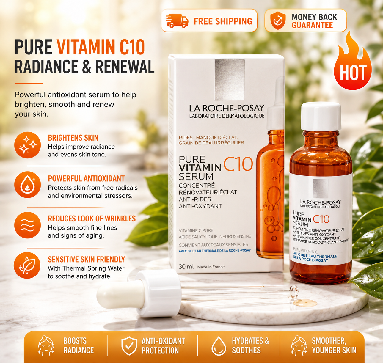 La Roche Posay 10% PURE VITAMIN C SERUM C10 Anti-Wrinkle Concentrate 30ml