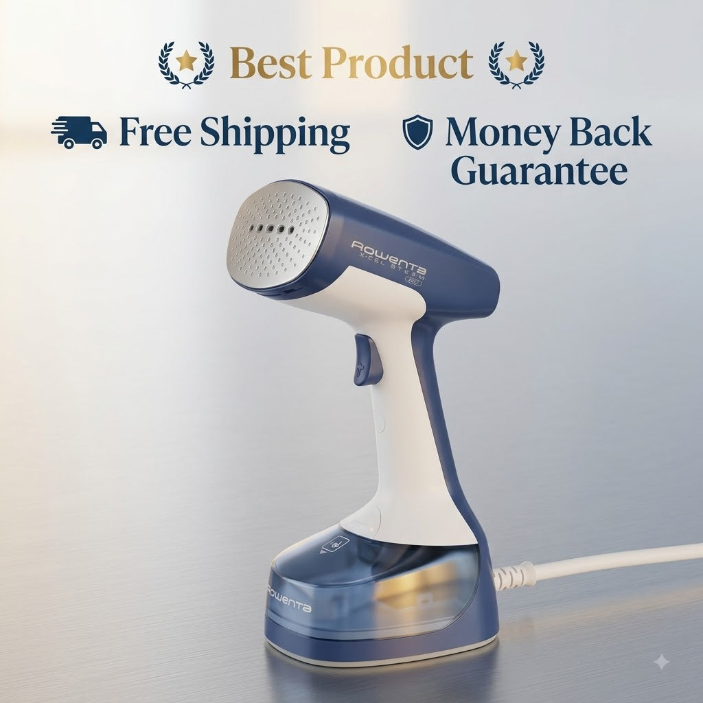 A handheld steam iron and stand set from the brand Flowente