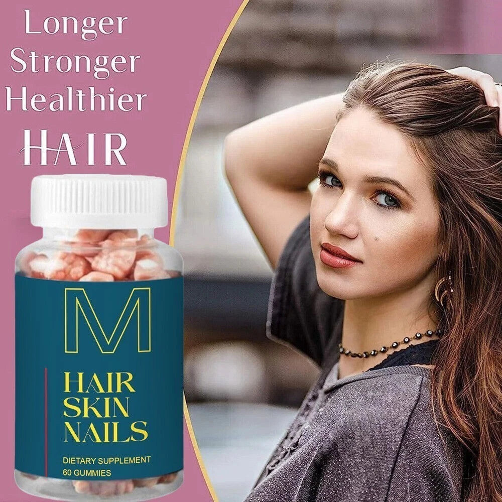 Hair Skin and Nails Gummies - Supports Healthy Hair - Vegan biotin Vitamins (2 Pack) - 24hrsmart