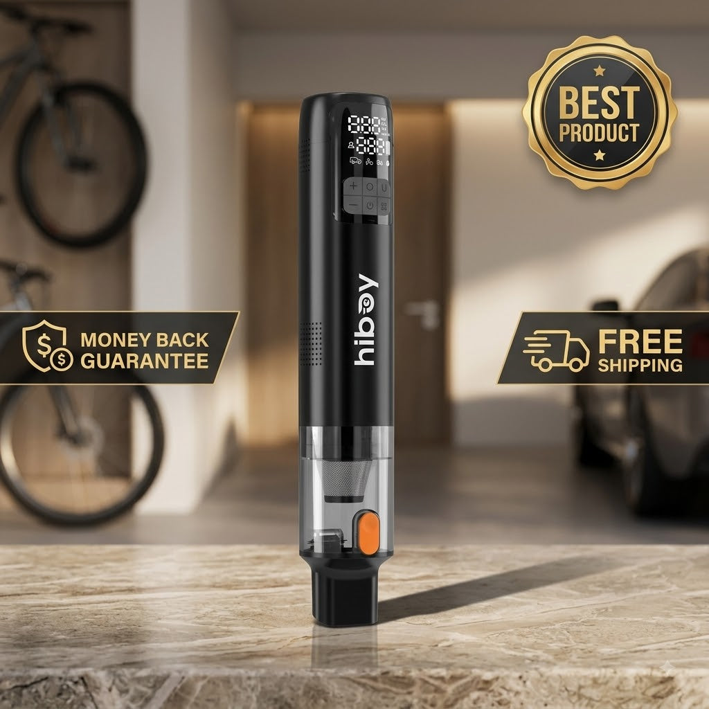 2-in-1 Portable Tire Inflator + Car Vacuum — Powerful 150 PSI Air Pump & 10KPA Suction