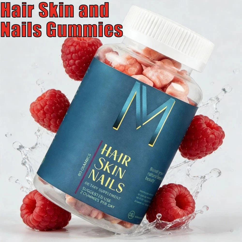 Hair Skin and Nails Gummies - Supports Healthy Hair - Vegan biotin Vitamins (2 Pack) - 24hrsmart