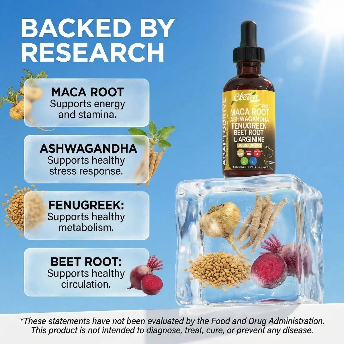 AdaptoDrive Liquid Drops - Energy & Hormone Support W/ Maca & Ashwagandha - 1 bottle - 24hrsmart