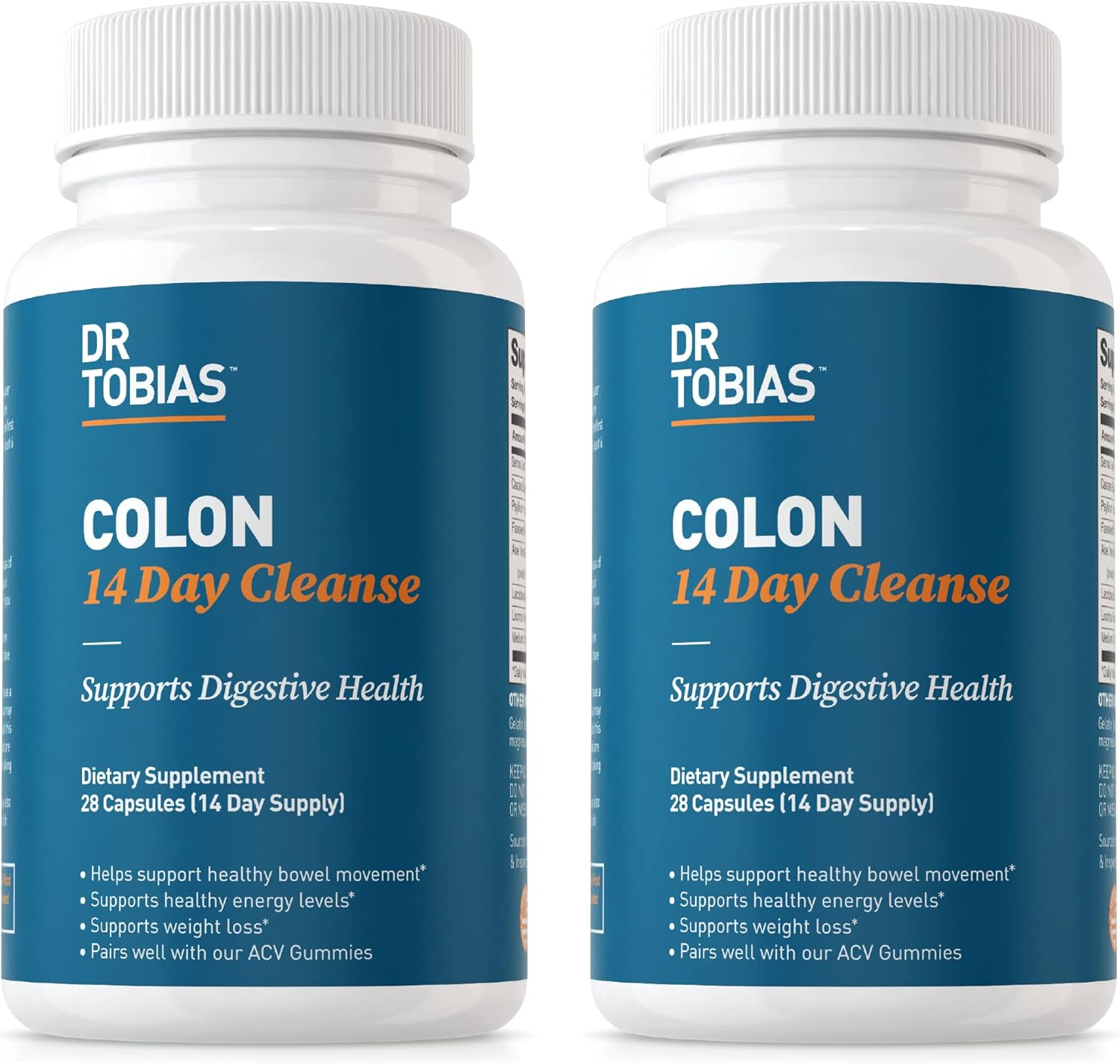 Dr. Tobias Colon 14 Day Cleanse, Advanced Gut Cleanse Detox for Women & Men with Cascara Sagrada, Psyllium Husk, Senna Leaf & Probiotics, Non-GMO Colon Cleanse, 28 Capsules 1-2 Daily 24Hr Smart