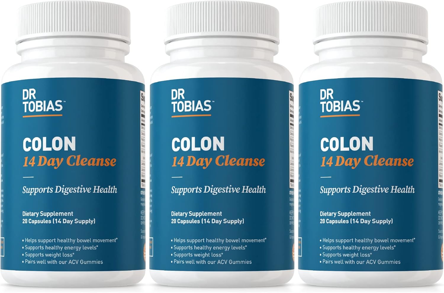 Dr. Tobias Colon 14 Day Cleanse, Advanced Gut Cleanse Detox for Women & Men with Cascara Sagrada, Psyllium Husk, Senna Leaf & Probiotics, Non-GMO Colon Cleanse, 28 Capsules 1-2 Daily 24Hr Smart