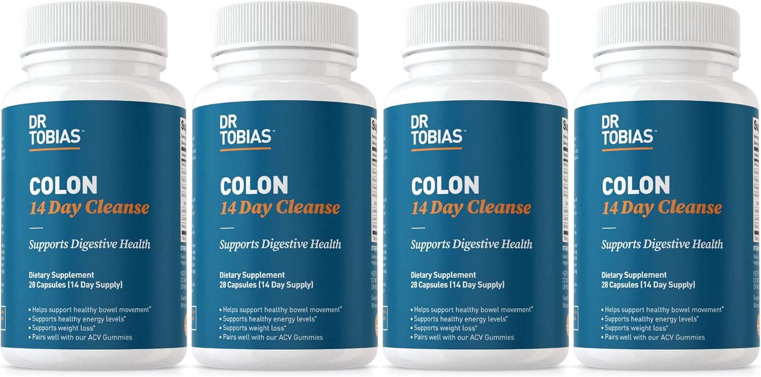 Dr. Tobias Colon 14 Day Cleanse, Advanced Gut Cleanse Detox for Women & Men with Cascara Sagrada, Psyllium Husk, Senna Leaf & Probiotics, Non-GMO Colon Cleanse, 28 Capsules 1-2 Daily 24Hr Smart