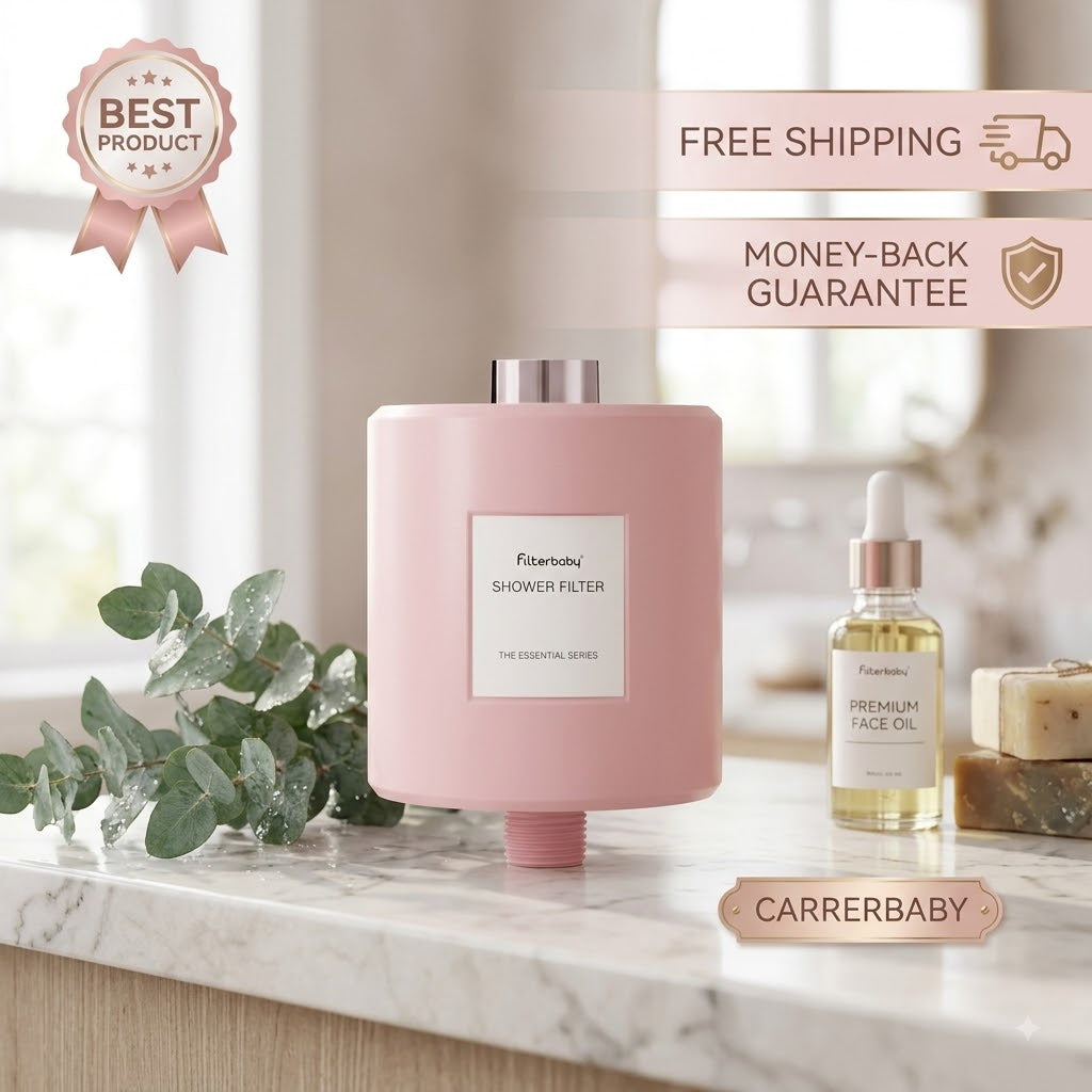 Filterbaby Essential Shower Filter – Pink | Cleaner Water for Healthier-Looking Hair & Skin