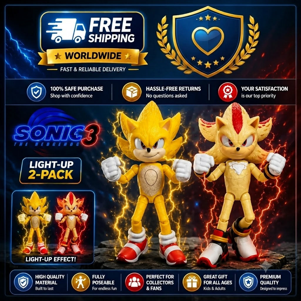 Sonic the hedgehog 3 Super Sonic Super Shadow Light N-A1R1S2R3S2-192995427785 - 24hrsmart