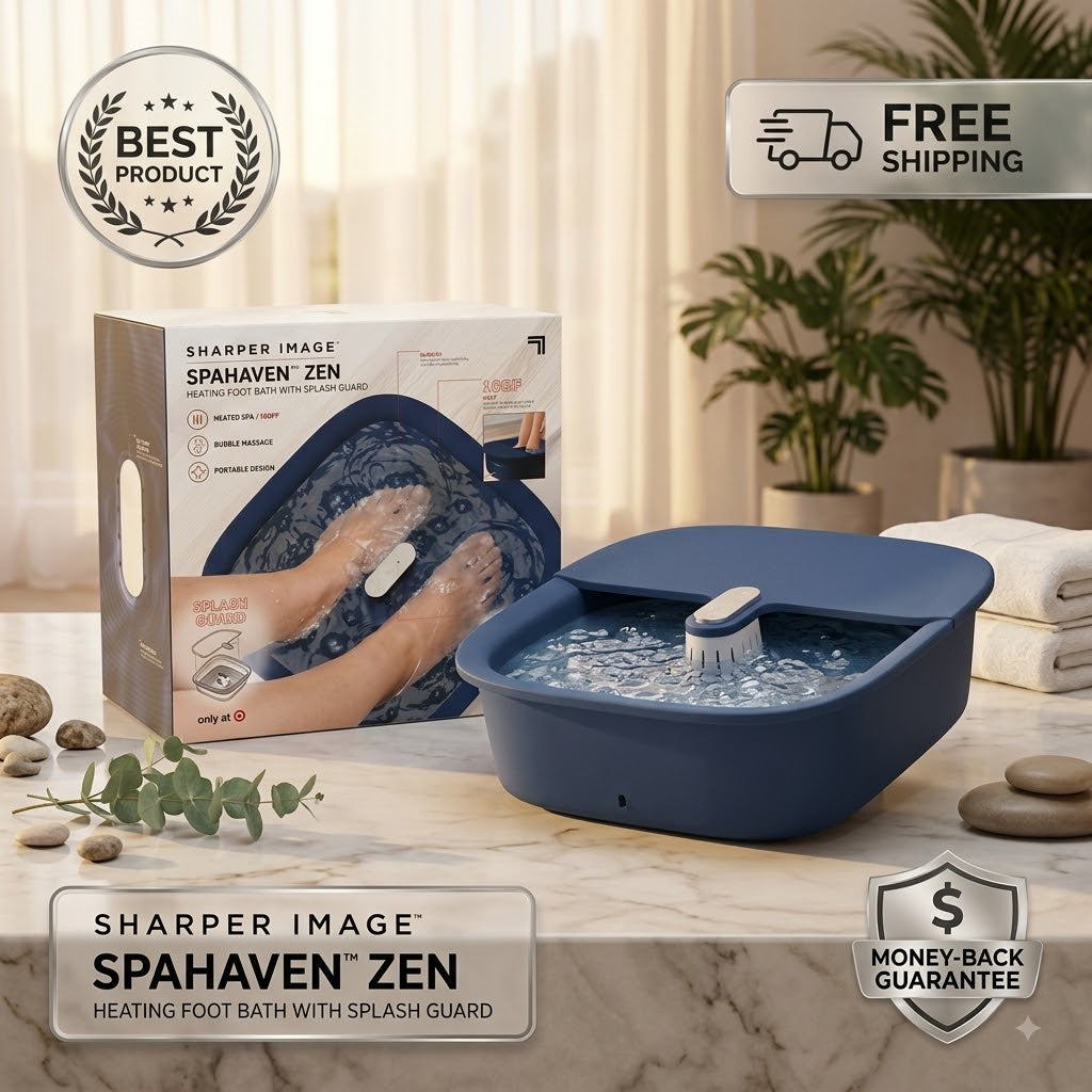 Sharper Image Massager Foot Bath Zen with Splash Guard - Navy