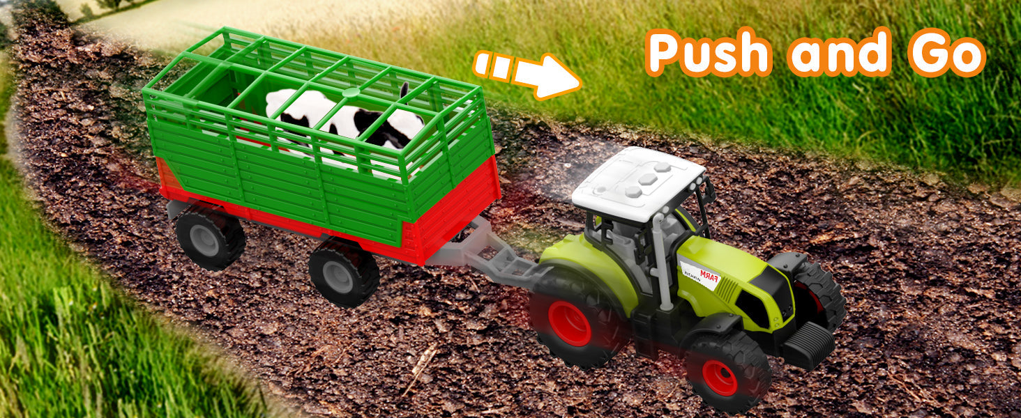 Dwi Dowellin Kids Tractor Toy Farm Playset,Toddlers Farm Vehicle Toys with Light&Sound,69 PCS Farm Toys Set with Farm Animals Fences Farmers for Kids 3-12 Years Old Boys Girls Birthday Gift 24hrsmart