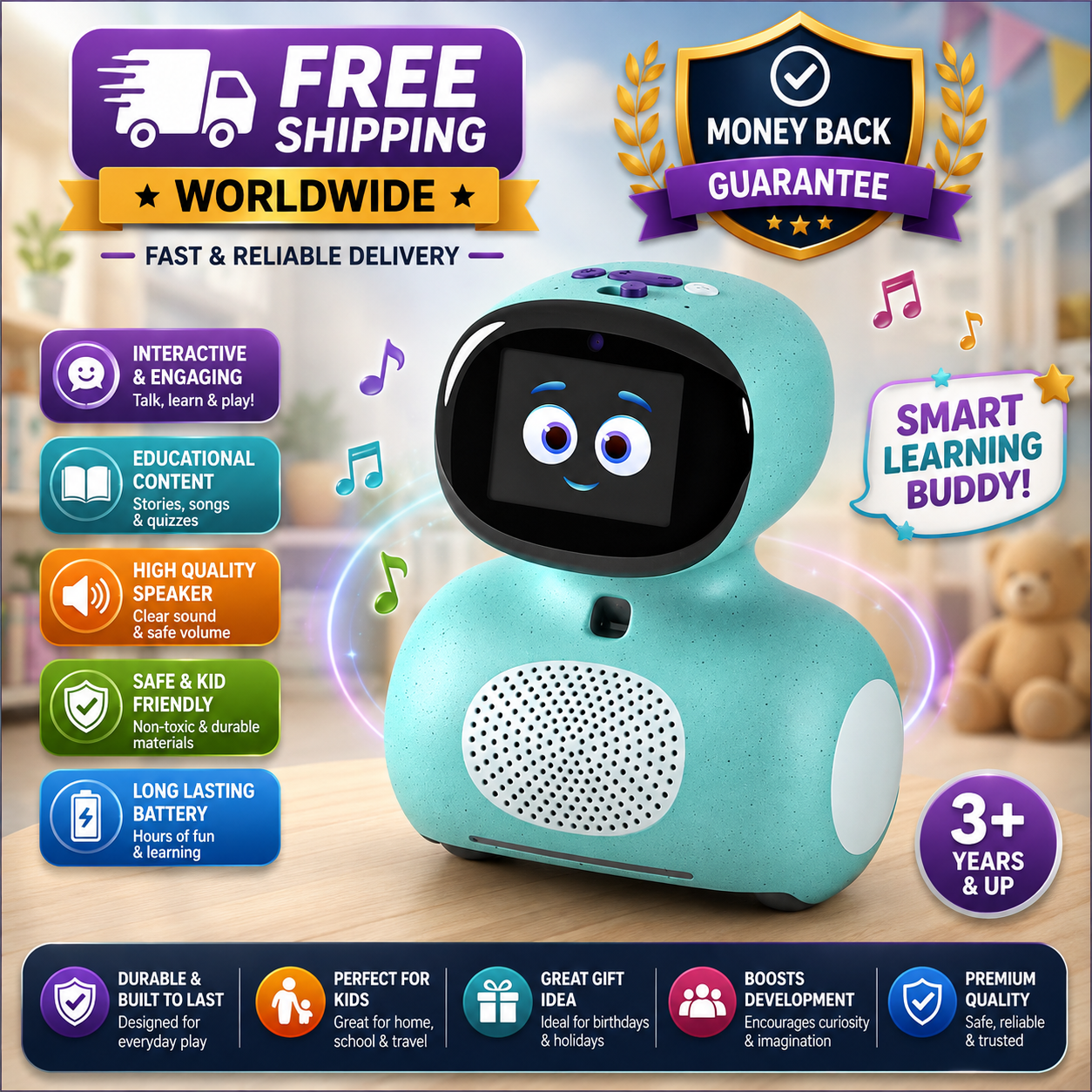 Miko Mini: The Voice First AI Learning Coach - Blue - 24hrsmart