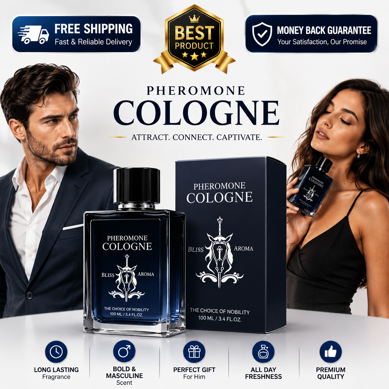 Men's Pheromone Infused Hypnosis Charm Lure Her Cologne 100ML