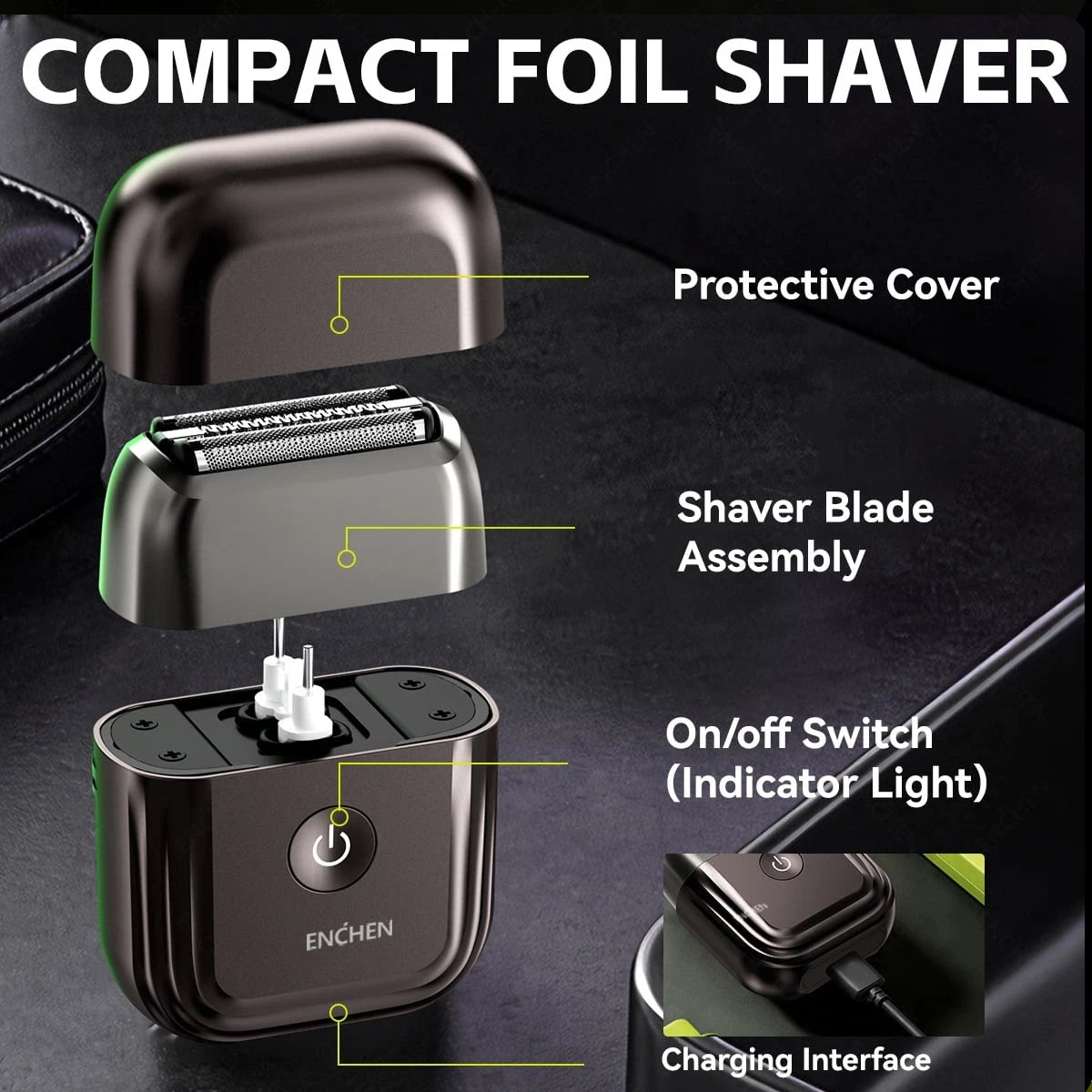 Mini Electric Razor for Men, IPX7 Wet/Dry, USB-C, Portable - 24hrsmart