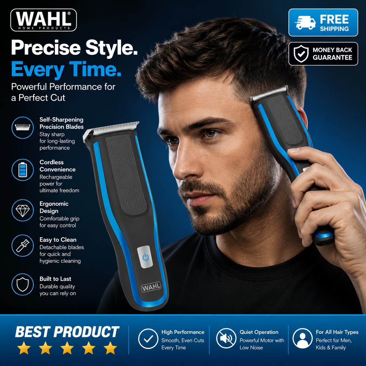 Wahl Self-Clip 360 Cordless Electric Hair Clipper Set for At Home DIY