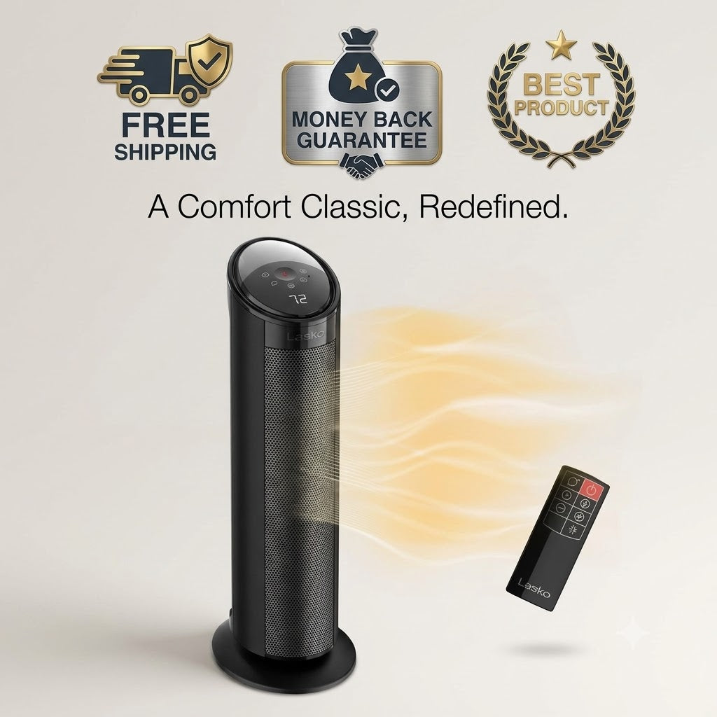 Lasko CT22495 22" Ceramic Tower Heater with Remote Control - 24hrsmart