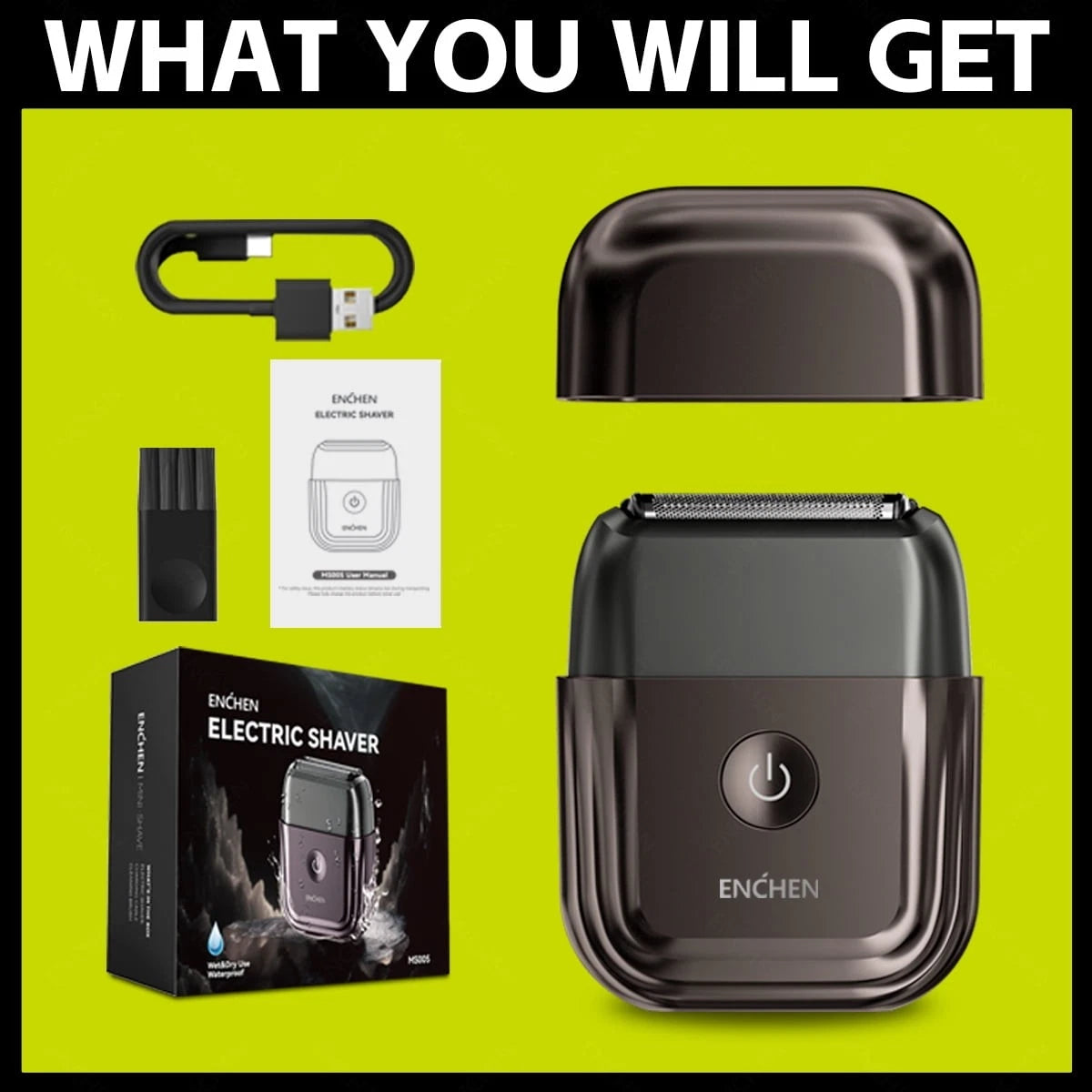 Mini Electric Razor for Men, IPX7 Wet/Dry, USB-C, Portable - 24hrsmart