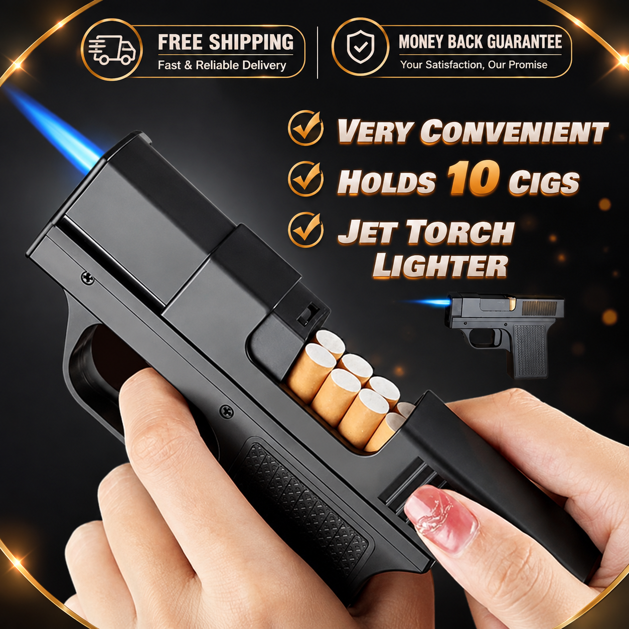 Butane Torch Lighter, Refillable Kitchen Torch with Blue Light - 24hrsmart