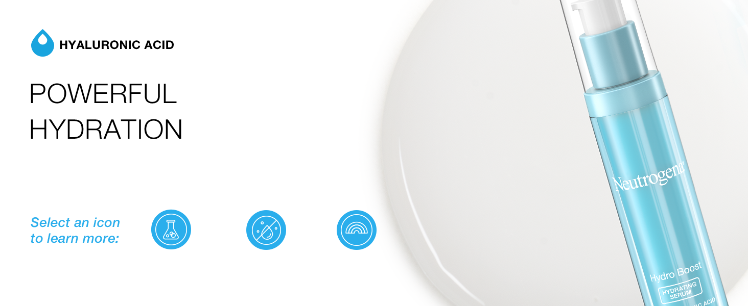 Neutrogena Hydro Boost Hydrating Hyaluronic Acid Serum, Hydrating Face Moisturizer For Dry Skin, Oil-Free Non-Comedogenic Moisturizer, 1 FL OZ 24hrsmart