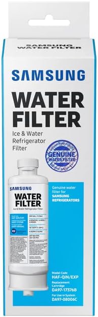 SAMSUNG Genuine Filter for Refrigerator Water and Ice, Carbon Block Filtration, Reduces 99% of Harmful Contaminants for Clean, Clear Drinking Water, 6-Month Life, HAF-QIN/EXP 24Hr Smart