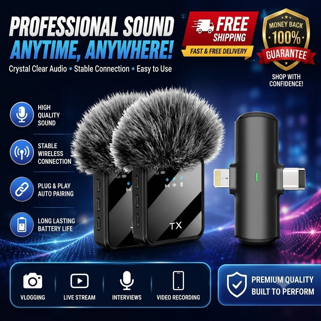 3.5mm 3-in-1 Mini Wireless Lavalier Microphone for iPhone Android Camera   F15 3 in 1 (2 Mic)