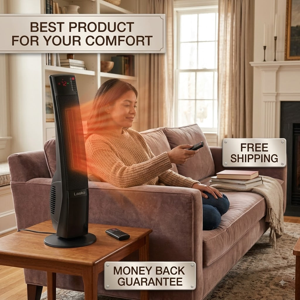 Lasko Ultra Ceramic Tower Space Heater 1500W – Remote Control & Adjustable Thermostat