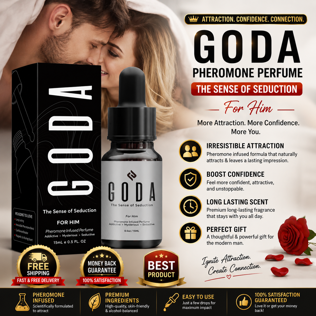 GODA For Him Pheromones Infused Perfume Cologne Long-Lasting Man's Fragrances US