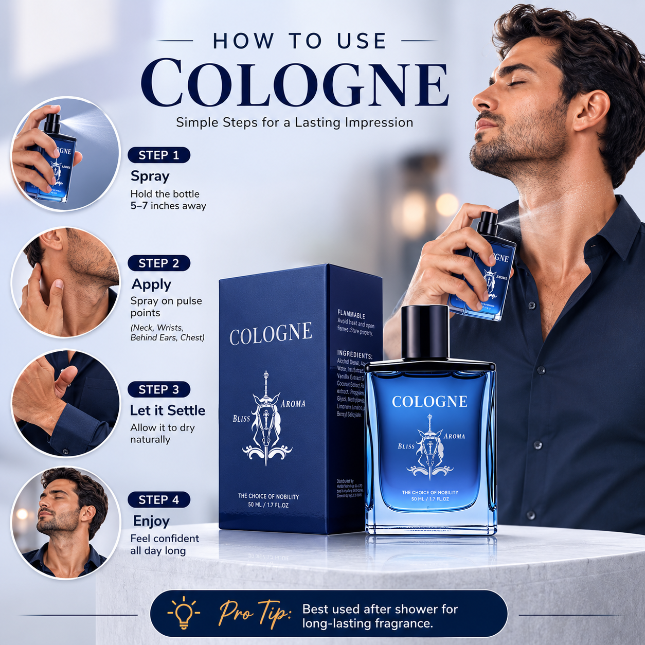 1.7 oz men’s pheromone infused cologne for dates, nightlife, travel, and everyday wear