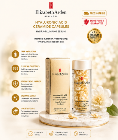 Elizabeth Arden Hyaluronic Acid Ceramide Hydra Plumping Serum 60 Capsules - 24hrsmart