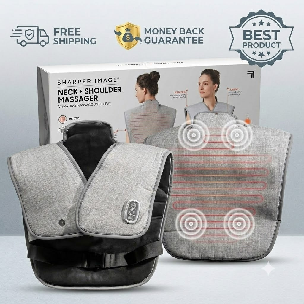 Sharper Image Heated Neck and Shoulder Massager Wrap - 24hrsmart