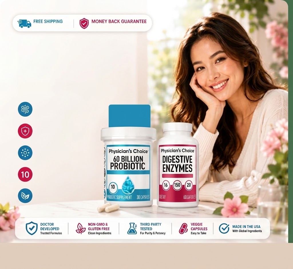 Physician's CHOICE Probiotics 60 Billion | with Digestive Enzymes for Gut Health - 24hrsmart