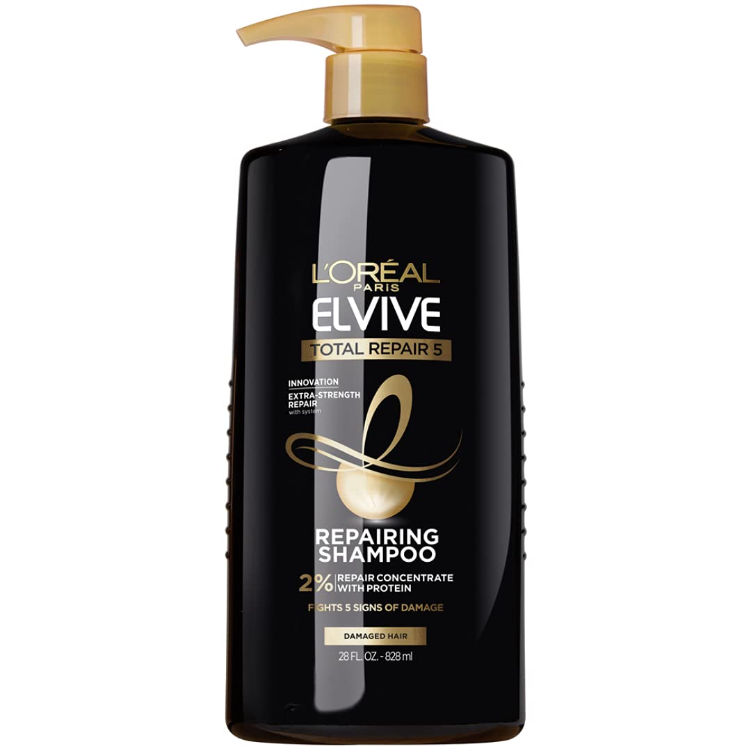 L'Oreal Paris Elvive Total Repair 5 Repairing Shampoo for Damaged Hair Shampoo with Protein and Ceramide for Strong Silky Shiny Healthy Renewed Hair 28 Fl Oz - 24hrsmart